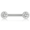 Scallop Set Diamond Nipple Barbell by Maria Tash in White Gold