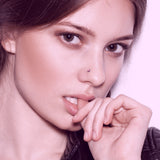 Opal Dome L-Shaped Nose Ring in 14K White Gold - Nostril. Navel Rings Australia.