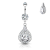 Union Pear Belly Ring in 14K White Gold