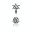 3mm Flower and 2mm Diamond Rook Barbell by Maria Tash in White Gold