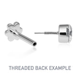 Scalloped Genuine Diamond Threaded Stud Earring by Maria Tash in 18K White Gold. Flat Stud. - Earring. Navel Rings Australia.
