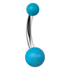 14K Solid White Gold Turquoise Navel Piercing Bars