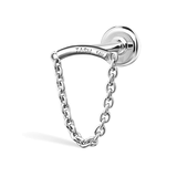 Single Chain Drape Threaded Stud Earring by Maria Tash in 14K White Gold