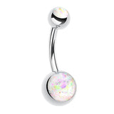 Double Gem Opal Gleam Classique Belly Bars - Basic Curved Barbell. Navel Rings Australia.