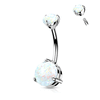 Opal Tiered Belly Ring in 14K White Gold