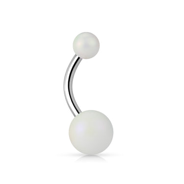 Matte Finish Pearlish Belly Bars - Basic Curved Barbell. Navel Rings Australia.