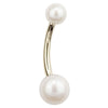 14K Solid Gold Cultured Pearl Belly Piercing Rings