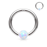 Opal Captive Bead Body Jewellery in 14K White Gold