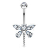 Marquise Dragonfly Belly Bar in 14K White Gold