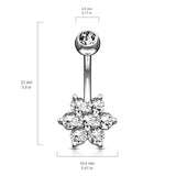 Deity Flower Belly Ring in 14K White Gold - Fixed (non-dangle) Belly Bar. Navel Rings Australia.