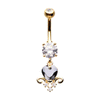 Noir Heart Belly Button Dangle with Gold Plating