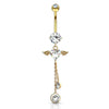 Gabriel Angel Heart Belly Bar in 14K Yellow Gold