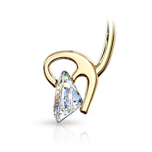 ViVi Triangle Belly Bar in 14K Yellow Gold - Dangling Belly Ring. Navel Rings Australia.