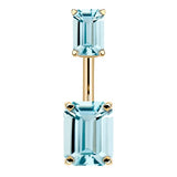 14K Yellow Gold Emerald Cut Belly Rings - Basic Curved Barbell. Navel Rings Australia.