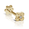 Diamond Lucky Clover Threaded Stud by Maria Tash in 14K Yellow Gold. Flat Stud.