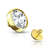 Internally Threaded Flat Crystal Gem Replacement Ball in 14k Yellow Gold