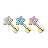 Diamante Flower Earring in 14K Yellow Gold. Tragus and Cartilage Earring.