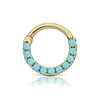 Turquoise Horizontal Eternity Hoop Earring by Maria Tash in Yellow Gold