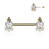 Threadless Fascino Nipple Jewellery with Yellow Gold Plating