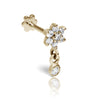 4.5mm Diamond Flower and Dangle Threaded Stud Earring by Maria Tash in 14K Yellow Gold. Flat Stud.