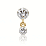 Invisible Set Diamond Dangle Threaded Stud by Maria Tash in 18K Yellow Gold. Flat Stud.