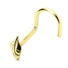 Leaf Corkscrew Nose Ring in 14K Gold