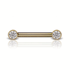 Cubic Zirconia Engraved Nipple Barbell by Maria Tash in Yellow Gold