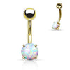 Sabella Prong Opal Belly Ring with Gold Plating