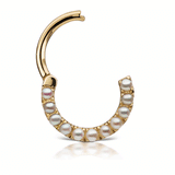 Pearl Horizontal Eternity Clicker by Maria Tash in Yellow Gold