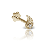 Diamond Paisley Threaded Stud by Maria Tash in 14K Yellow Gold. Flat Stud.