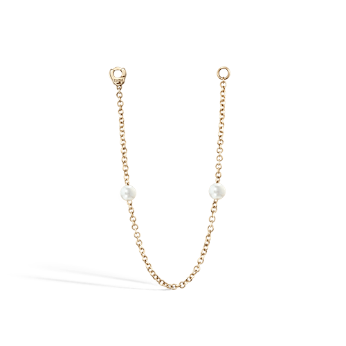 Double Pearl Chain Connecting Charm by Maria Tash in Yellow Gold