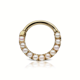 Pearl Horizontal Eternity Clicker by Maria Tash in Yellow Gold