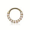 Pearl Horizontal Eternity Clicker by Maria Tash in Yellow Gold