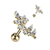 Wild Ixora Flower Earring. Tragus and Cartilage Earring with Gold Plating.