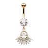 Soraya Crystal Dangly Belly Bar with Gold Plating