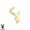 Playboy Bunny L-Shape Nose Ring in 14K Yellow Gold