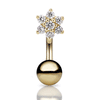 3mm Diamond Flower and 3mm Ball Rook Barbell by Maria Tash in Yellow Gold
