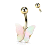 Seashell Butterfly Wings Navel Jewellery with Yellow Gold Plating