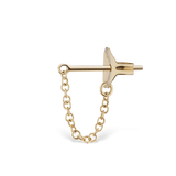 Chain Wrap Stud Earring by Maria Tash in 14K Yellow Gold. Butterfly Stud.