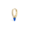 Lapis Single Short Spike Diamond Eternity Hoop Earring by Maria Tash in 18K Yellow Gold