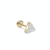 Invisible Set Triangle Diamond Threaded Stud Earring by Maria Tash in 18K Yellow Gold. Flat Stud.