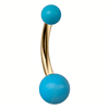 14K Solid Gold Turquoise Navel Piercing Bars