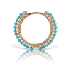 Turquoise and Diamond Five Row Pavé Hoop Earring (Bottom Hinge) by Maria Tash in Yellow Gold