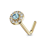 Royal Cut L-Shape Nose Ring in 14K Gold