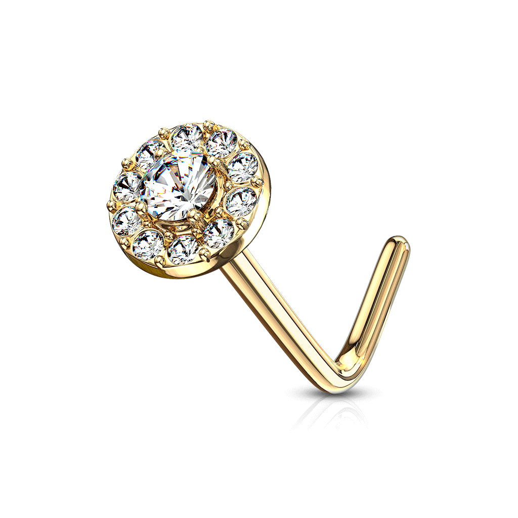 Royal Cut L-Shape Nose Ring in 14K Gold