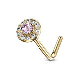 Royal Cut L-Shape Nose Ring in 14K Gold