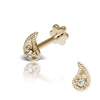 Diamond Paisley Threaded Stud by Maria Tash in 14K Yellow Gold. Flat Stud.