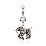 Hot to Trot Zebra Belly Bar - Dangling Belly Ring. Navel Rings Australia.