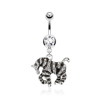 Hot to Trot Zebra Belly Bar - Dangling Belly Ring. Navel Rings Australia.