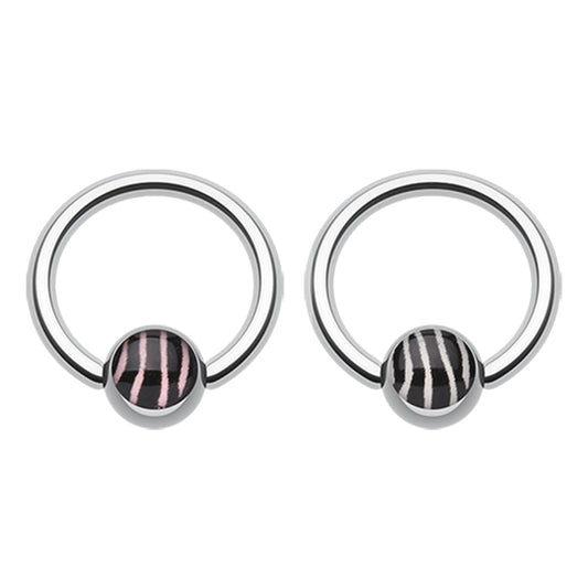 Zebra Stripe Captive Belly Rings - Captive Belly Ring. Navel Rings Australia.